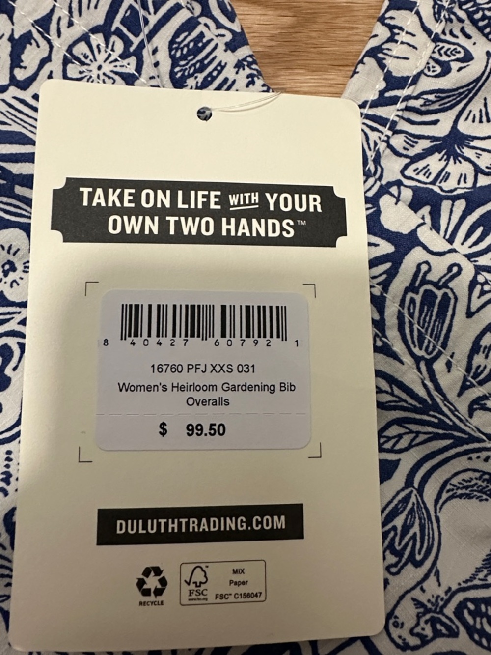 Duluth Trading Co Blue & White Floral Bib Overalls - Picture 3 of 4